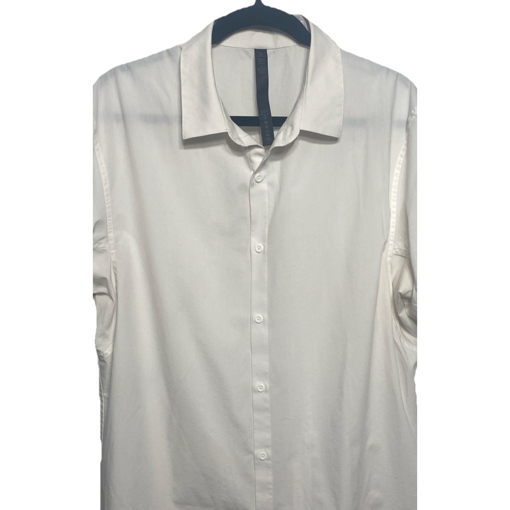 Lululemon Airing Easy Short Sleeve Shirt Stretch Cotton Blend Ivory Size XL